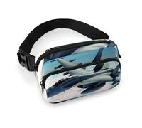 Aircraft Fighter Jets Fanny Pack for Women, Personalized Waist Bag with Multi-Pockets for Men, Belt Bag for Travel, Crossbody Bags with Zipper, Adjustable Bum Bags for Running