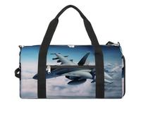 Aircraft Fighter Jets Gym Bag Travel Duffel Bags for Men Women Large Weekender Bags Carry On Overnight Duffle Bag with Shoe Compartment for Workout, style, One Size