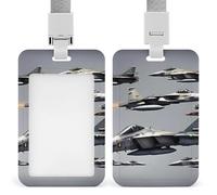 Aircraft Fighter Jets Id Badge Holder,Name Tag Holder with Detachable Lanyard,Waterproof Design Id Card Holder for Office, Workplace