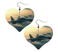Aircraft Fighter Jets Leather Earrings for Women Heart Earrings Lightweight Dangle Drop Earrings Cute Jewelry Gift