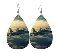 Aircraft Fighter Jets Leather Earrings for Women Teardrop Earrings Lightweight Dangle Drop Earrings Cute Jewelry Gift