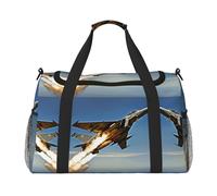Aircraft Fighter Jets print Carry on Luggage for Women Men Shoulder Weekender Crossbody Bag for Yoga Travel Must Haves, Black, One Size
