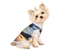 Aircraft Fighter Jets print Dog Shirts for Small Dogs Stretchy T-Shirts Lightweight Tank Top Sleeveless Striped Vest
