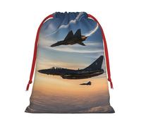 Aircraft Fighter Jets Print Drawstring Gift Bags For Christmas,Holiday Party Gift Wrapping Bag Assorted Sizes