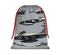 Aircraft Fighter Jets Print Drawstring Gift Bags For Christmas,Holiday Party Gift Wrapping Bag Assorted Sizes