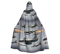 Aircraft Fighter Jets Print Halloween Cloak, Carnival Cape For Theme Parties, Haunted Houses And Cosplay