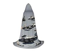 Aircraft Fighter Jets Print Hooded Wizard Robe Halloween Cloak Medieval Renaissance Cosplay Christmas Party Outfits