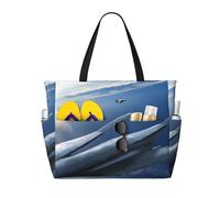 Aircraft Fighter Jets Print Large Capacity Beach Travel Bag, Waterproof Beach Tote Bag with Zip and Pocket, Tote Bags for Traveling, Shopping, Pool