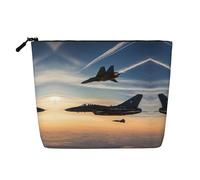 Aircraft Fighter Jets Print Makeup Bag for Women,Portable Cosmetic Bag Toiletry Bag, Capacious Travel Makeup Organizer