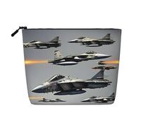 Aircraft Fighter Jets Print Makeup Bag for Women,Portable Cosmetic Bag Toiletry Bag, Capacious Travel Makeup Organizer