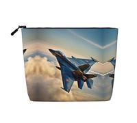 Aircraft Fighter Jets Print Makeup Bag for Women,Portable Cosmetic Bag Toiletry Bag, Capacious Travel Makeup Organizer