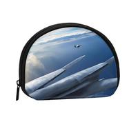Aircraft Fighter Jets Print Portable Mini Storage Bag Shell Shaped Wallet Small Coin Wallet Shell Storage Bag