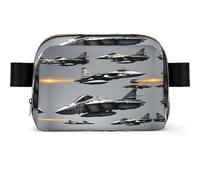 Aircraft Fighter Jets Print Square Bumbag Fanny Pack for Men Women Adjustable Belt Bag Waterproof Cross Body Bag Chest Bag