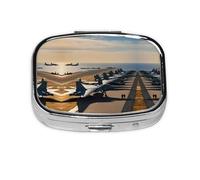 Aircraft Fighter Jets Print Square Pill Box,Portable for Pocket Or Purse Pill Organizer Pill Container Holder