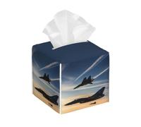 Aircraft Fighter Jets Print Square Tissue Box Cover,Leather Tissue Boxes Organizer Holder Decor for Bathroom
