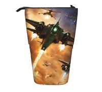 Aircraft Fighter Jets Print Telescopic Standing Pencil Bag/Stand Up Stationery Bag/Makeup Bag/Storage Case