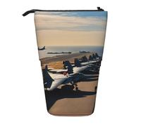 Aircraft Fighter Jets Print Telescopic Standing Pencil Bag/Stand Up Stationery Bag/Makeup Bag/Storage Case