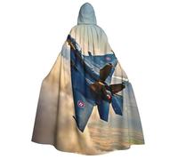 Aircraft Fighter Jets print Unisex Medieval Viking Hooded Cape Cloak for Halloween Cosplay, Christmas Party Costume Outfits