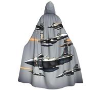 Aircraft Fighter Jets print Unisex Medieval Viking Hooded Cape Cloak for Halloween Cosplay, Christmas Party Costume Outfits