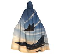 Aircraft Fighter Jets print Unisex Medieval Viking Hooded Cape Cloak for Halloween Cosplay, Christmas Party Costume Outfits