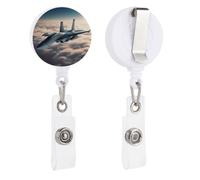 Aircraft Fighter Jets Retractable Badge Reel - Personalized ID Name Badge Holder with Lanyard Cute Badges Reel Holder Round Nurse Doctor Name Tag Badges Clip for Work
