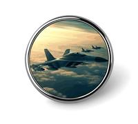 Aircraft Fighter Jets Round Badge Cute Enamel Lapel Pin Brooches Button Pin Personalized Clothing Decoration Unisex Badge Holder Hats Bags Shirts Decor