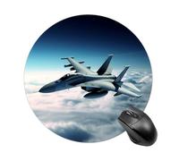 Aircraft Fighter Jets Round Mouse Pad, Non-Slip Rubber Base Waterproof Washable, Computer Mouse Mat for Office Gaming Studying, Premium-Textured Durable Portable Circle Mousepad for Desktop PC Noteboo