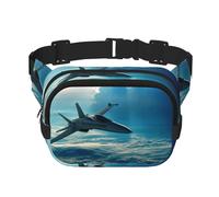 Aircraft Fighter Jets Square Double Layer Waist Bag Belt Fanny Pack Purse with Adjustable Strap, Running, Travel, Hiking