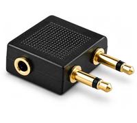 Aircraft Headphone Adapter, Dual 3.5mm to 3.5mm Audio Jack Adapter, Airline Flight Entertainment Headphone Converter, Gold-Plated Connectors, Compatible with Airplane Seat Audio Systems,Phones,Laptops