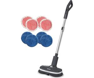 AirCraft Home PowerGlide Cordless Rechargeable Hard Floor Cleaner and Polisher Bundle With 8 Cleaning Buffing Pads, Perfect for Wood, Tile, Laminate and Hard Floors