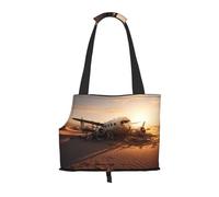 Aircraft in The Desert Printed Portable Foldable pet Shoulder Bag, Suitable for Carrying Small Pets