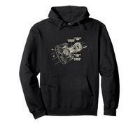 Aircraft Jet Engine Airplane Blueprint Diagram Pullover Hoodie
