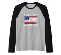 Aircraft Loadmaster Aviation Airliner Cargo American Flag Raglan Baseball Tee