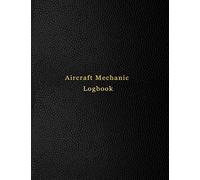 Aircraft Mechanic Logbook: AMT technician log book for airplane and helicopter repairs and Maintenance | Black leather print design