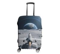 Aircraft on The Lunar Surface Travel Luggage Cover Stretchable Airplane Suitcase Protector Sleeve Universal Washable Fit for 19-32 Inch Checked Baggage,Water Resistant Durable Luggage Protector X-Larg