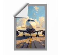 Aircraft on the Runway Modern Unframed Wall Art Print A1 (84.1×59.4cm), Wall Decor for Living Room, Bedroom, Office & Home, Art Gift