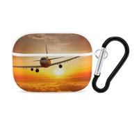 Aircraft Plane at Sunset AirPods Pro 2 Case Cover, Shockproof Hard Shell Protective Case for Women Men, Compatible with Airpod Pro Case 2nd/1st Generation with Keychain-White