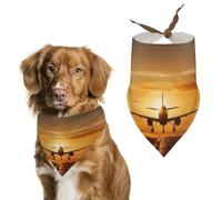 Aircraft Plane at Sunset Dog Bandana Washable & Adjustable Triangle Scarf, Breathable Pet Scarf for Small Medium Large Pets, Cute Fashion Pet Accessory