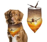 Aircraft Plane at Sunset Dog Bandana Washable & Adjustable Triangle Scarf, Breathable Pet Scarf for Small Medium Large Pets, Cute Fashion Pet Accessory