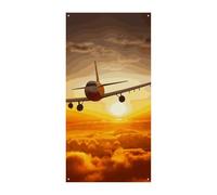 Aircraft Plane at Sunset Door Banner, Seasonal Vertical Door Cover Decor, Durable Backdrop for Party Porch Entryway Garden Decor 70 X 35.4 Inch