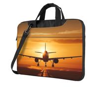 Aircraft Plane At Sunset Laptop Shoulder Bag For Men Women Briefcase Messenger Bag W/Strap Handle Waterproof Laptop Sleeve Bag 14 Inch