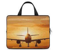 Aircraft Plane at Sunset Laptop Sleeve Ultra-Thin, Lightweight & Waterproof 10inch Laptop Bags, Durable Neoprene Material, Portable Protective Computer Bag with Hand Strap