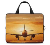Aircraft Plane at Sunset Laptop Sleeve Ultra-Thin, Lightweight & Waterproof 12inch Laptop Bags, Durable Neoprene Material, Portable Protective Computer Bag with Hand Strap