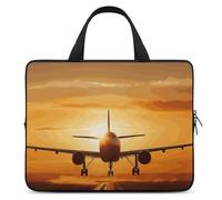 Aircraft Plane at Sunset Laptop Sleeve Ultra-Thin, Lightweight & Waterproof 13inch Laptop Bags, Durable Neoprene Material, Portable Protective Computer Bag with Hand Strap