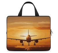 Aircraft Plane at Sunset Laptop Sleeve Ultra-Thin, Lightweight & Waterproof 15inch Laptop Bags, Durable Neoprene Material, Portable Protective Computer Bag with Hand Strap