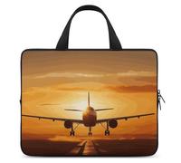 Aircraft Plane at Sunset Laptop Sleeve Ultra-Thin, Lightweight & Waterproof 17inch Laptop Bags, Durable Neoprene Material, Portable Protective Computer Bag with Hand Strap