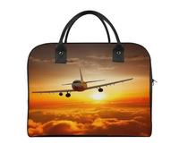 Aircraft Plane at Sunset Laptop Tote Bag Casual Travel Handbag Multi Pocket Shoulder Bags for Work Travel