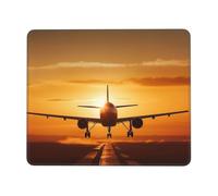 Aircraft Plane at Sunset Mouse Pad with Anti-fray Stitching, Waterproof Gaming Mouse Mat for Women Men Non-Slip Rubber Base Computer Mousepad for Laptop Office Desk Accessories 7.9 x 9.5 in