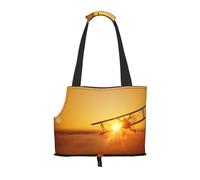 Aircraft Plane at Sunset Patterned pet shoulder bag 26 * 34cm lightweight breathable travel pet bag weekend pet travel set