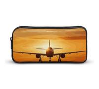 Aircraft Plane at Sunset Pencil Case Large Capacity, Minimalist Pencil Pouch, Lightweight & Durable Small Storage Bag for Office Supplies Organizer